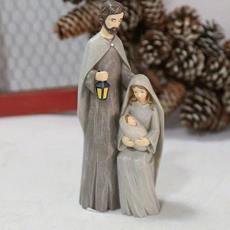 Vianočné Živice Šedá Imitácia Dreva Vyrezávané Izba Náboženské Vďakyvzdania Dekorácie Svätej Rodiny Figúrka Vianočné Betlehemom