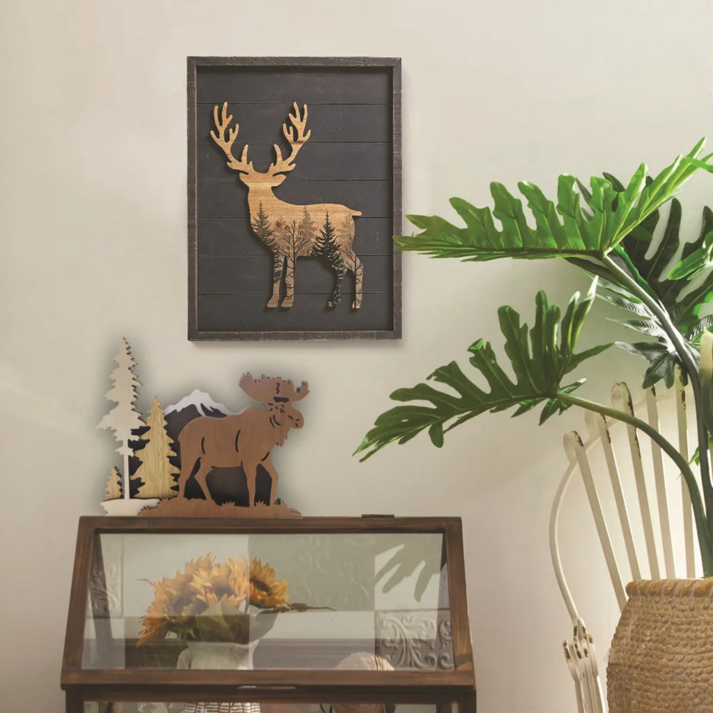Multi Vrstvy 3D Dreva-Rezbárske Umenie, 3D Lesných Zvierat, Dreva Remesiel bytového zariadenia, Steny Rezbárstvo Dekorácie