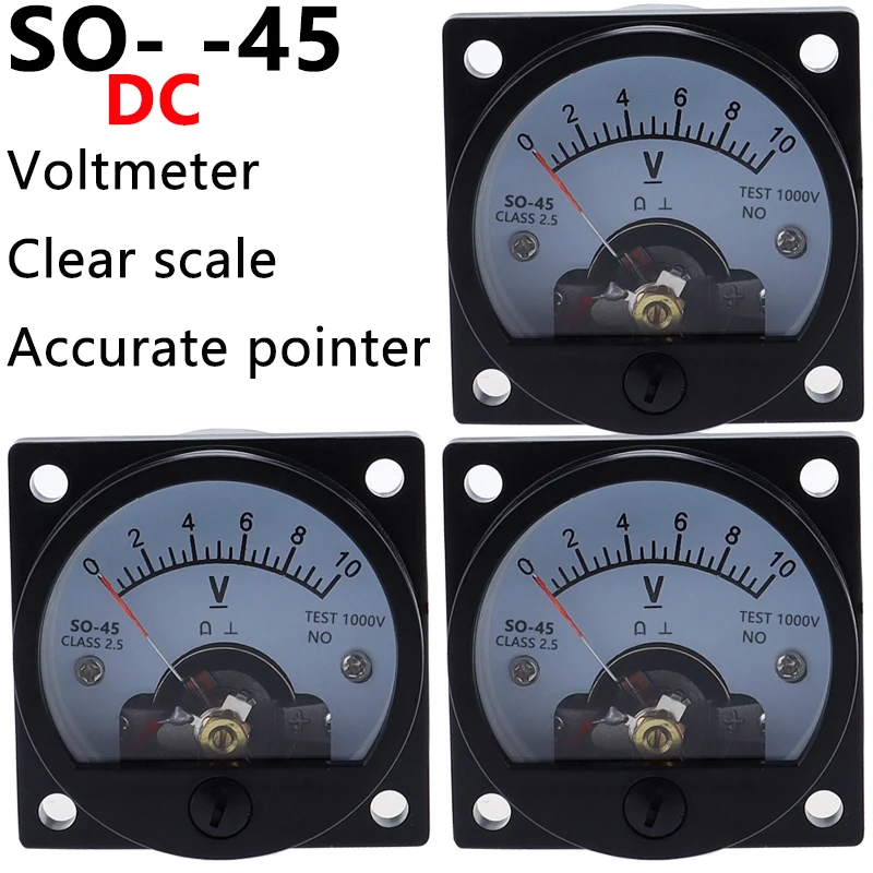 TAKŽE-45 DC Anlog Voltmeter 1V2V3V5V10V15V20V30V40V50V100V150V200V250V300V400V450V500V napätie panel meter