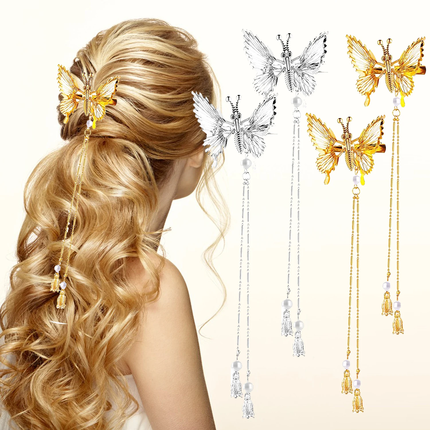 Elegantné Strapec Motýľ Vlásenky Ženy, Dievča, Starožitné Doplnky Chveje Motýľ Strane Klip Pohybujú Motýľ Vlásenky Headdress