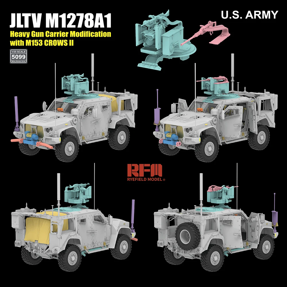 w/Plne Interiér [Ryefield Model] RFM RM-5099 1/35 JLTV M1278A1 Ťažkú Zbraň Dopravcu Úpravu s M153 VRANY II