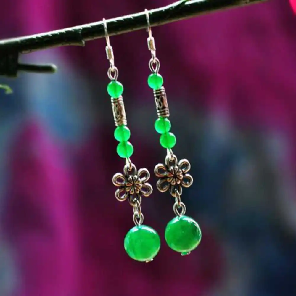 Dámske Zelené chalcedony drop visieť náušnice drahokam kameň Kultivované Ženy, Nový Rok Akvakultúry Šperky Deň matiek Krásne