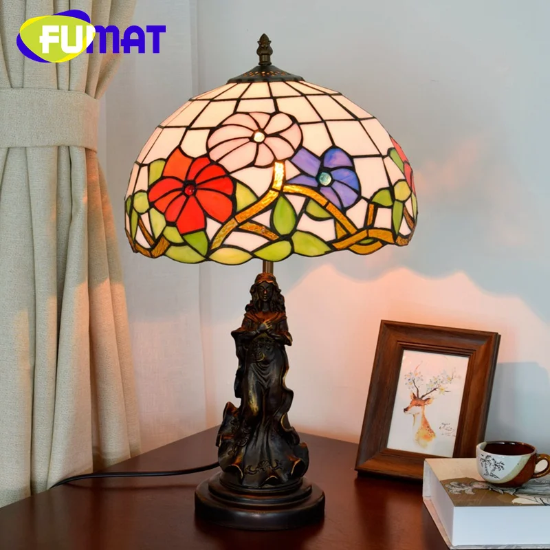 FUMAT Tiffany vitráže stolná lampa pupenec štýle art Deco slávnostné obývacia izba, Jedáleň, spálňa, nočné svetlo