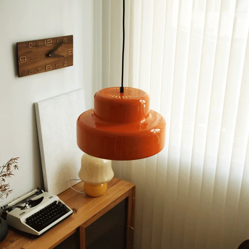 Nordic Retro Spálne Dekorácie Štúdia Prívesok Svetlá Bauhaus Ročníka Orange Lustre Stredovekej Reštaurácii LED Stropné Svietidlo