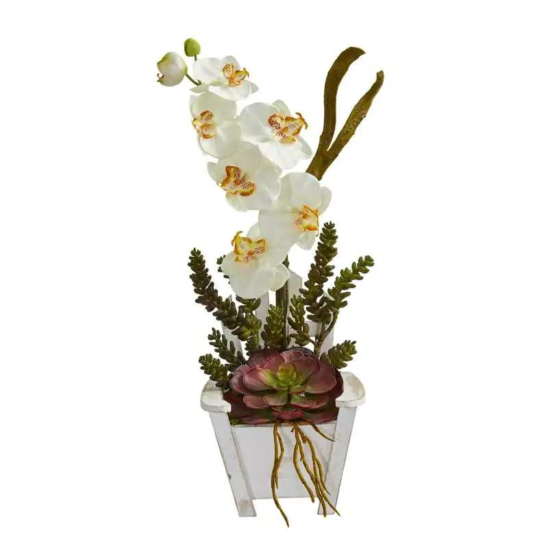 Orchidea & Šťavnaté Umelé Sedenie v Kresle Kvetináč