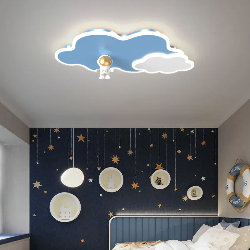 Moderné Led Stropné Svietidlá Pre Domácnosti detskej Izby Štúdia Spálňa Cartoon Modrý Oblak Astronaut LED Luster Svetlo Lesk Zariadenie