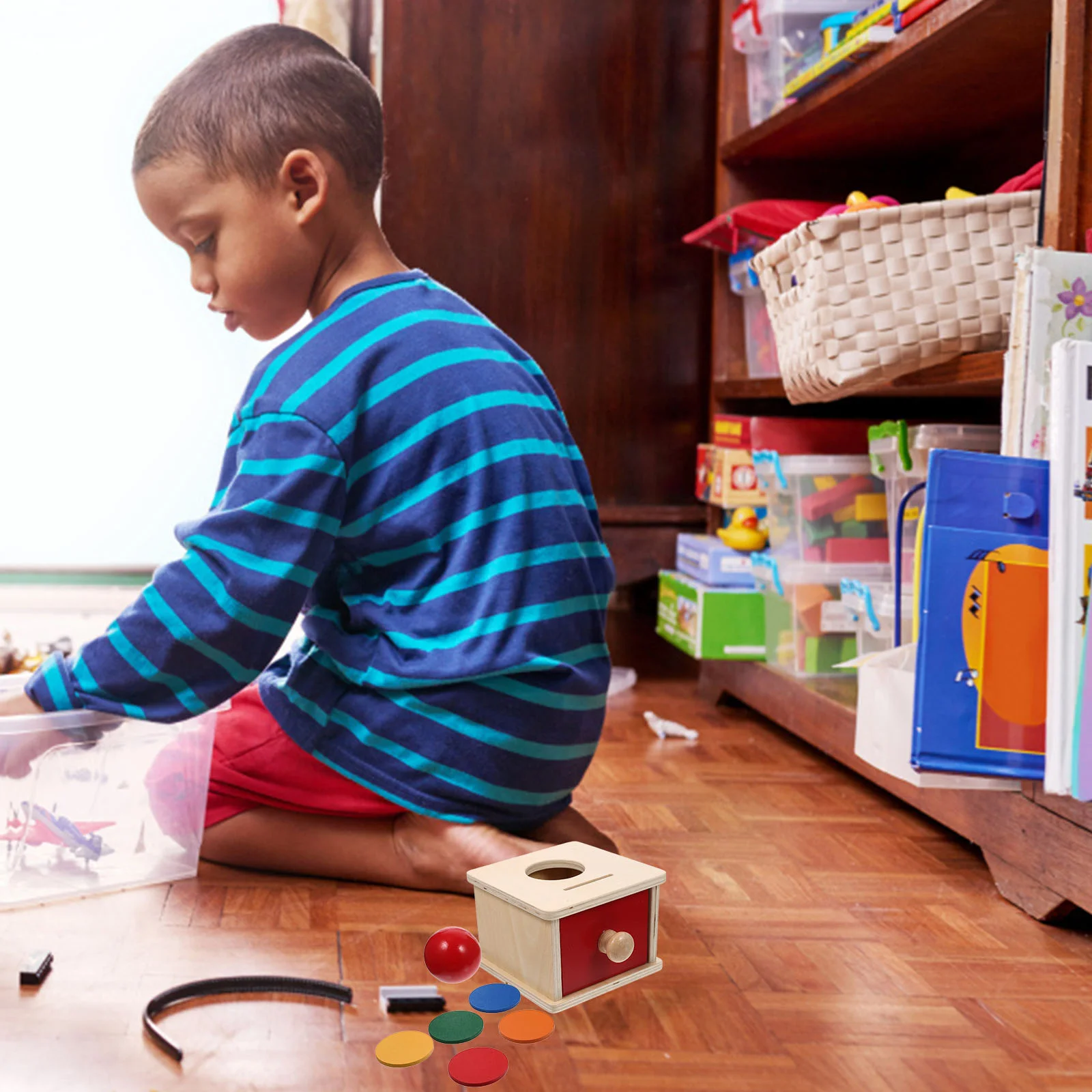 Montessori Učebná Pomôcka Mincu Drevené Batoľa Hračky Deti Loptu Box Deti Vzdelávacie Prstoch Zmyslové Batoľa Postihovania