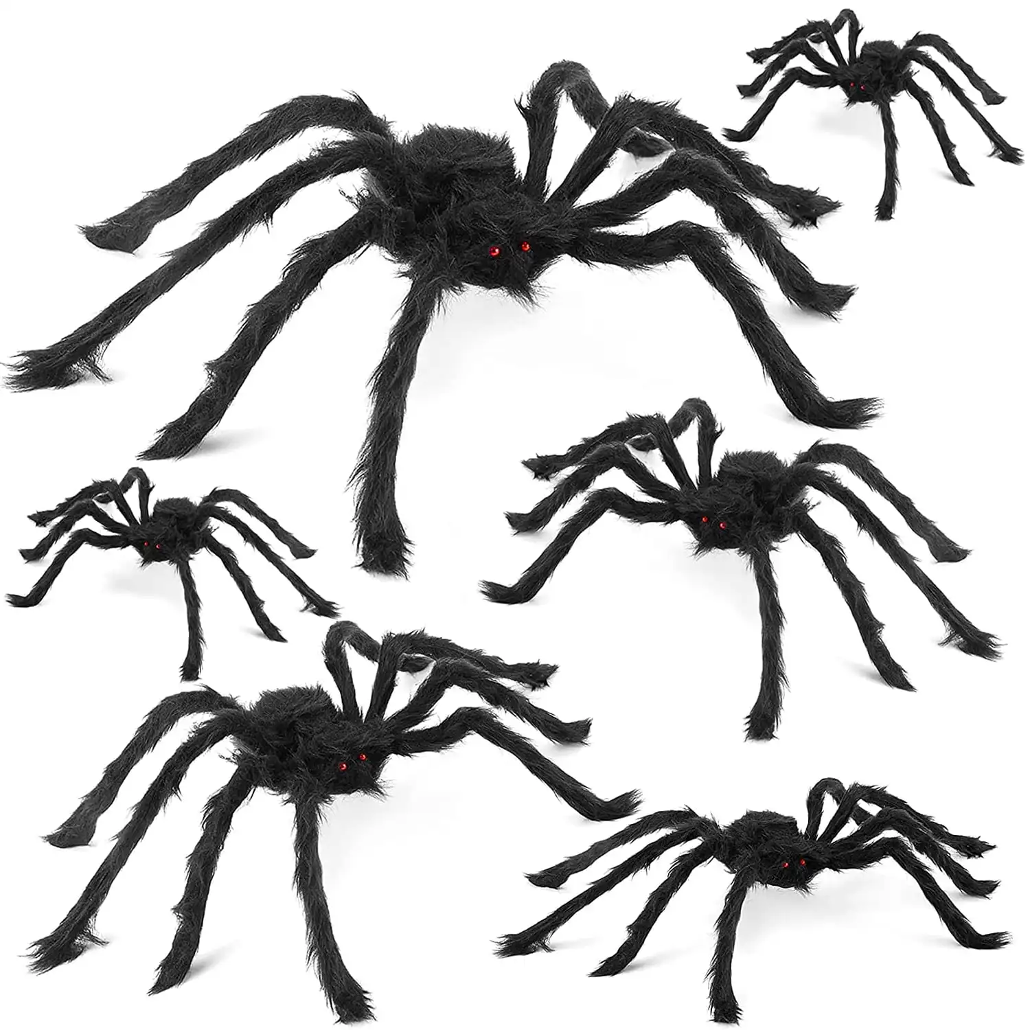 30 cm/75 cm/90 cm/150 cm/200 cm Black Spider Simulácia Halloween Dekorácie Strašidelný Dom Prop Krytý Vonkajší Obrie Falošné Pavúky