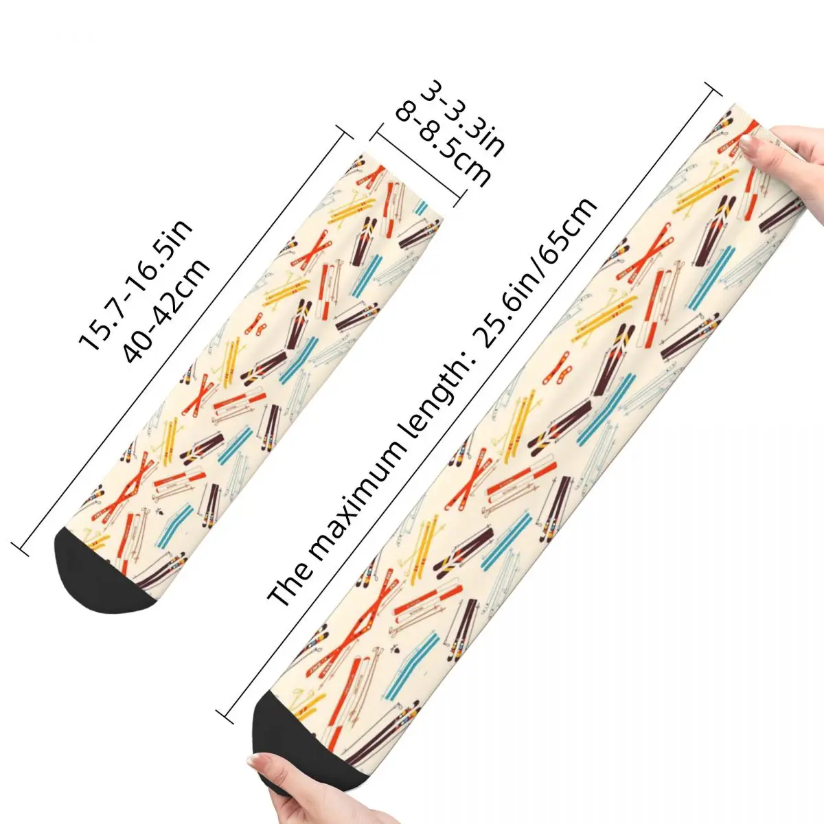 Retro Lyžiarske Vzor Na Krém Ponožky Harajuku Absorpciu Potu Pančuchy celú Sezónu Ponožky Príslušenstvo pre Človeka, Ženu, Darčeky