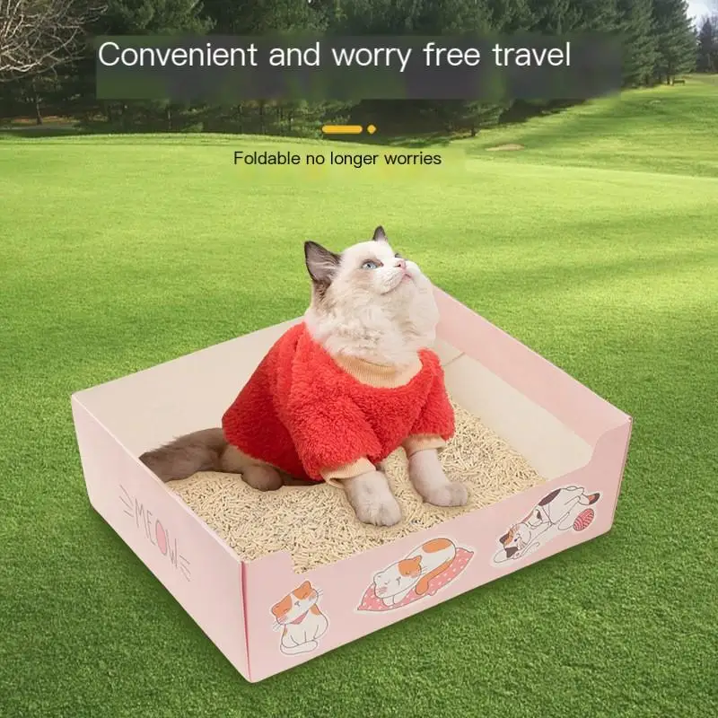 Jednorazové Prenosné Podstielku Box Skladací Nepremokavé Veľký Priestor Groove Dizajn Domáce Cestovné Mačka, pes Wc domáce zvieratá
