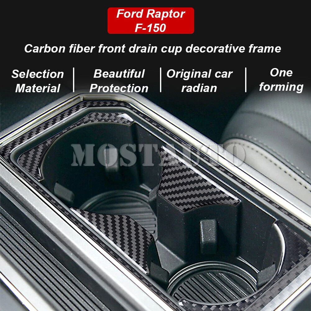 Pre Ford F-150 Mäkké Uhlíkových Vlákien Interiér stredovej Konzoly Vody Držiak Panel Výbava Kryt 2015-2020 5 ks （2 Farba）