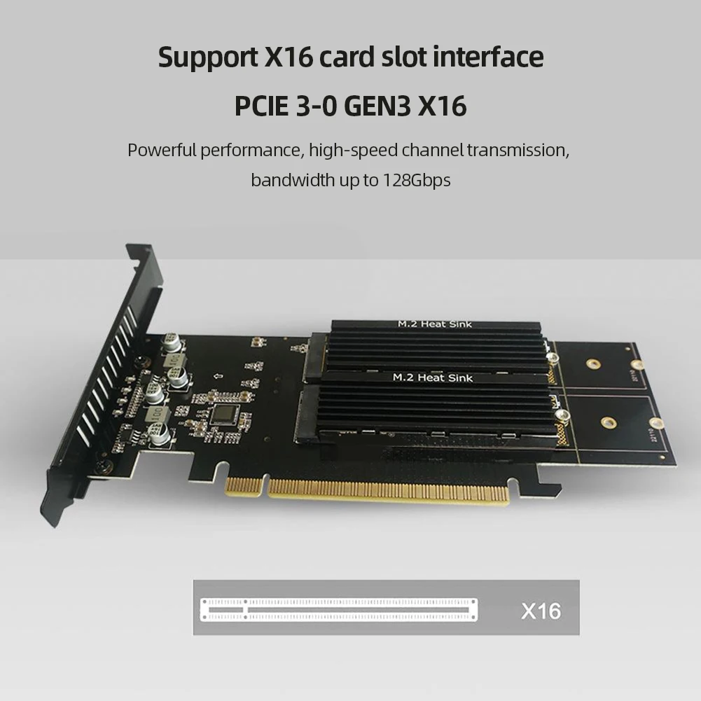 M. 2 NVME Rozširujúca Karta Kovové PCIE 3.0 X16 Adaptér Doska M Kľúč, HDD Adaptér Podporuje Raid Radič s Chladiča