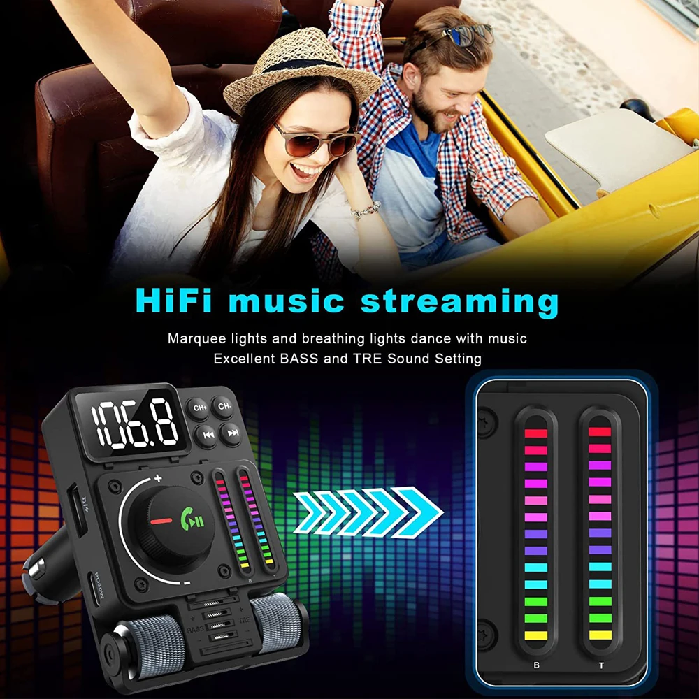 Bezdrôtové Auto Bluetooth 5.3 FM Rádio Adaptér PD30W QC3.0 Rýchle Nabíjanie MP3 U Diskov Prehrávač Hudby Auto Príslušenstvo