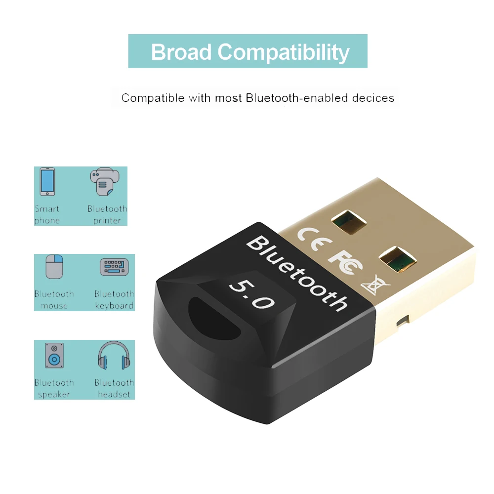 5.0 Bluetooth-Kompatibilného Adaptéra USB Vysielač pre PC Počítač Receptor Prenosné Slúchadlá Audio Tlačiareň Údaje Dongle Prijímač