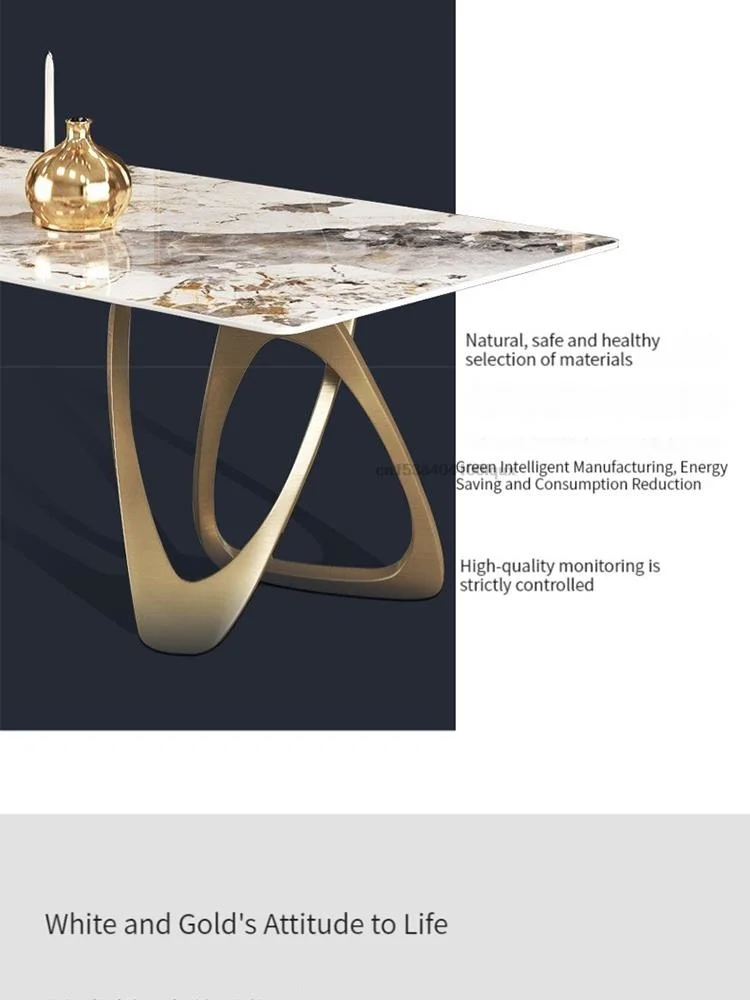 Skalné Platne Obdĺžnikový Jedálenský Stôl Set 6 Stoličiek, Zlaté Domova Nábytok, Luxusné Moderné Stručné Spekaných Kameň Kuchynský Stôl