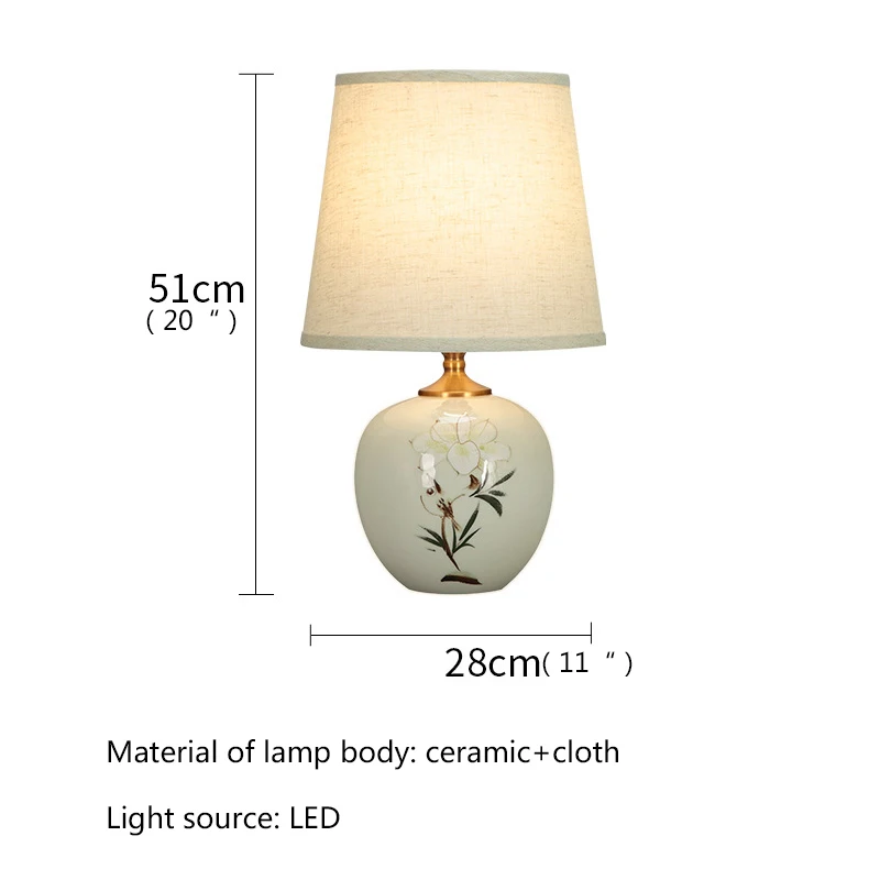 PLLY Keramické Stolové Lampy, Čínsky pre Nočné Moderné Biele LED Stmievanie Stôl Svetlo Pre Domáce Obývacia Spálňa Decor